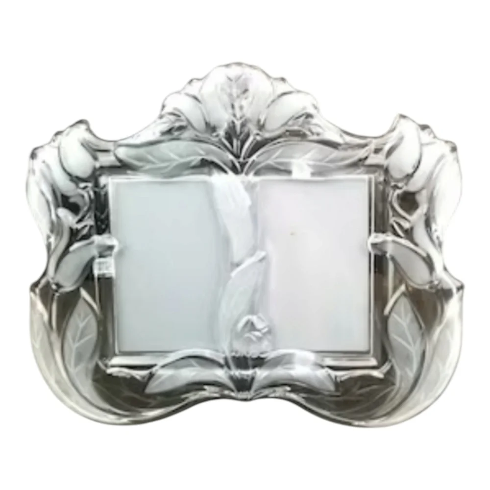 NIB Fifth Avenue CrystalLTD Tulip Edition Frosted Crystal Twin Picture Frame 3x5
